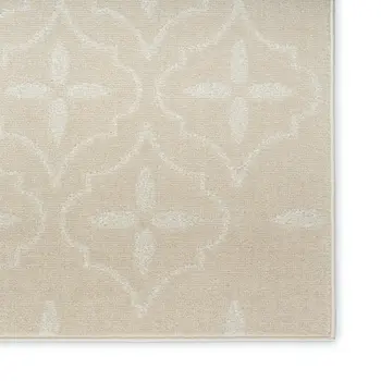 6' X 9' Ivory And Beige Geometric Indoor Outdoor Area Rug