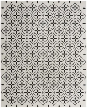 6' X 9' Ivory And Black Geometric Indoor Outdoor Area Rug