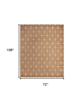 6' X 9' Copper Geometric Indoor Outdoor Area Rug