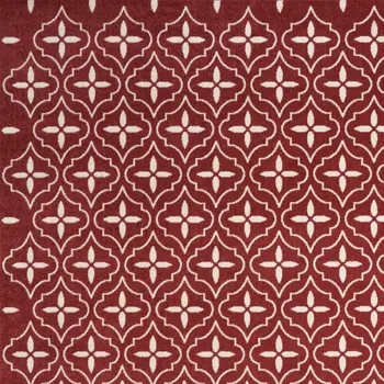 6' X 9' Brick Red And Ivory Geometric Indoor Outdoor Area Rug