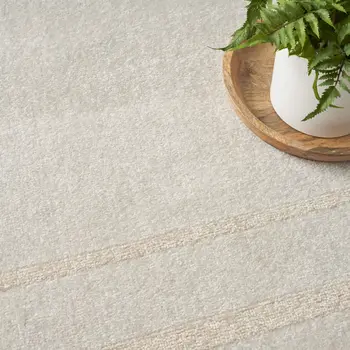 6' X 9' Ivory And Gold Indoor Outdoor Area Rug
