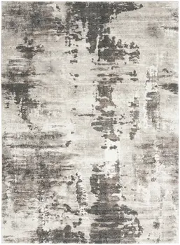 7' Gray Abstract Power Loom Runner Rug