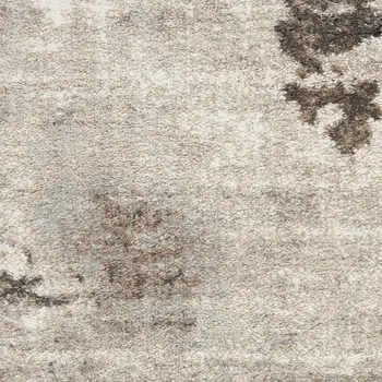 7' Gray Abstract Power Loom Runner Rug