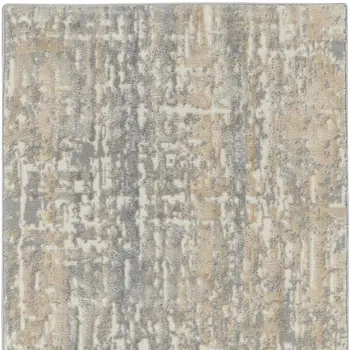 7' Gray Abstract Power Loom Runner Rug