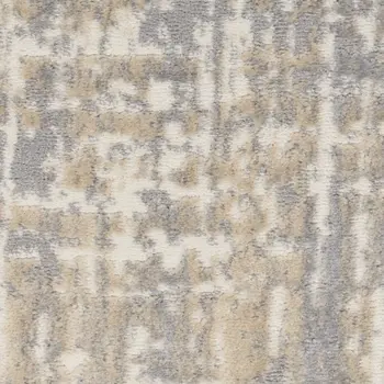 7' Gray Abstract Power Loom Runner Rug