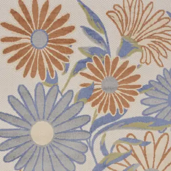 6' X 9' Beige Floral Indoor Outdoor Area Rug