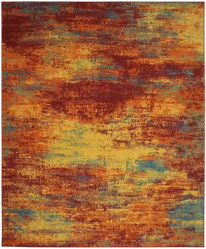 7' X 10' Flame Abstract Indoor Outdoor Area Rug