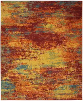7' X 10' Flame Abstract Indoor Outdoor Area Rug