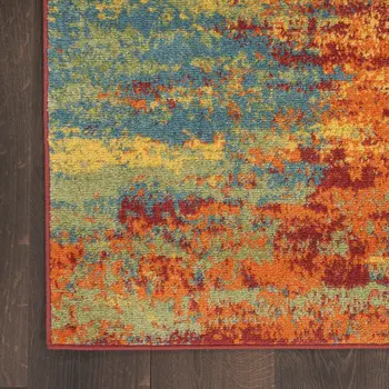 7' X 10' Flame Abstract Indoor Outdoor Area Rug