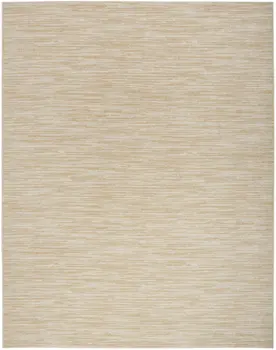 7' X 10' Ivory And Gold Abstract Indoor Outdoor Area Rug