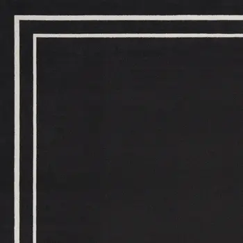 7' X 10' Black And Ivory Indoor Outdoor Area Rug