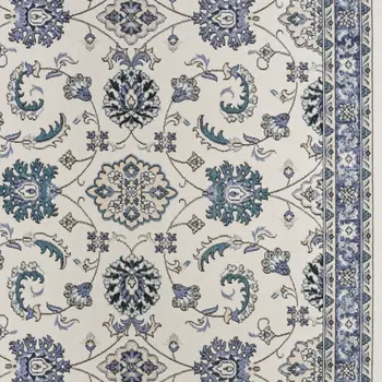8' X 10' Ivory And Blue Floral Indoor Outdoor Area Rug