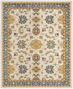 8' X 10' Ivory And Gold Floral Indoor Outdoor Area Rug