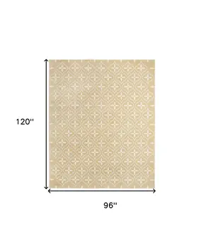 8' X 10' Beige And Ivory Geometric Indoor Outdoor Area Rug