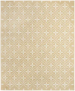8' X 10' Beige And Ivory Geometric Indoor Outdoor Area Rug