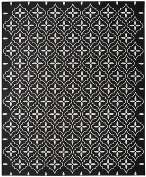 8' X 10' Black And Ivory Geometric Indoor Outdoor Area Rug