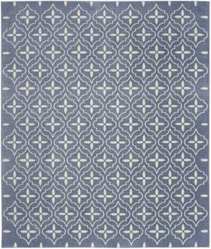 8' X 10' Blue And Ivory Geometric Indoor Outdoor Area Rug