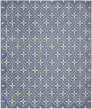 8' X 10' Blue And Ivory Geometric Indoor Outdoor Area Rug