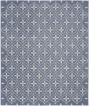 8' X 10' Blue And Ivory Geometric Indoor Outdoor Area Rug