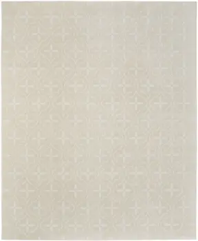 8' X 10' Beige And Ivory Geometric Indoor Outdoor Area Rug