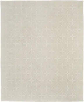 8' X 10' Beige And Ivory Geometric Indoor Outdoor Area Rug
