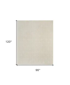8' X 10' Beige And Ivory Geometric Indoor Outdoor Area Rug