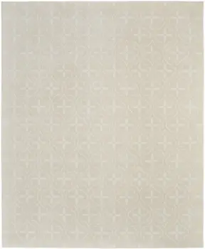 8' X 10' Beige And Ivory Geometric Indoor Outdoor Area Rug