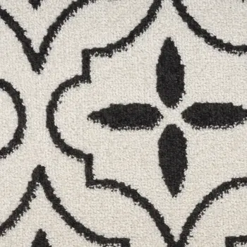 8' X 10' Ivory And Black Geometric Indoor Outdoor Area Rug
