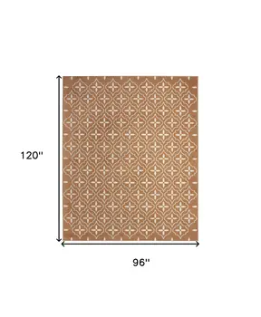 8' X 10' Copper Geometric Indoor Outdoor Area Rug