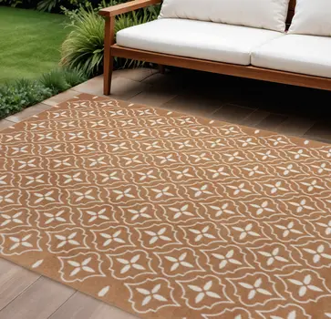 8' X 10' Copper Geometric Indoor Outdoor Area Rug