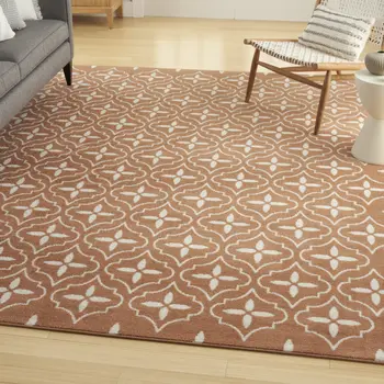 8' X 10' Copper Geometric Indoor Outdoor Area Rug