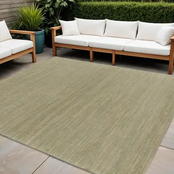 9' Green And Gold Square Abstract Indoor Outdoor Area Rug