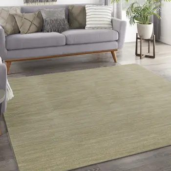 9' Green And Gold Square Abstract Indoor Outdoor Area Rug