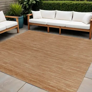 9' Rust Square Abstract Indoor Outdoor Area Rug