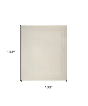 9' X 12' Ivory And Gold Indoor Outdoor Area Rug