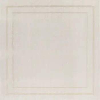 9' Ivory And Gold Square Indoor Outdoor Area Rug