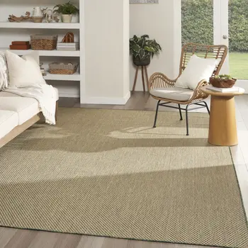 9' X 12' Green Geometric Indoor Outdoor Area Rug