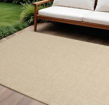 9' X 12' Natural Geometric Indoor Outdoor Area Rug