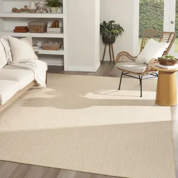 9' X 12' Natural Geometric Indoor Outdoor Area Rug