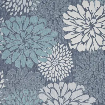 9' X 12' Navy Blue Floral Indoor Outdoor Area Rug