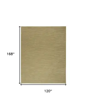 10' X 14' Green And Gold Abstract Indoor Outdoor Area Rug