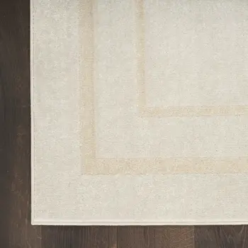 10' X 14' Ivory And Gold Indoor Outdoor Area Rug