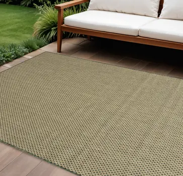 10' X 14' Green Geometric Indoor Outdoor Area Rug
