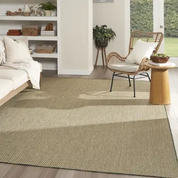 10' X 14' Green Geometric Indoor Outdoor Area Rug
