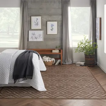 10' X 14' Brown Geometric Indoor Outdoor Area Rug