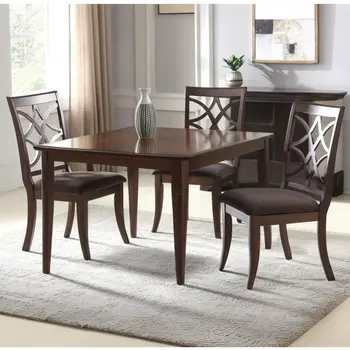 Set of Two Brown and Dark Brown Upholstered Microfiber Dining Side Chairs
