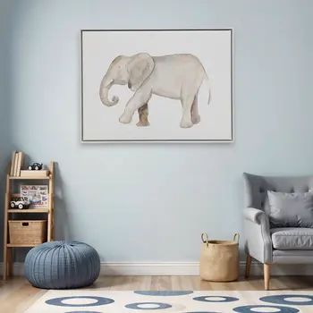 Elephant White Floater Frame Print Wall Art