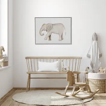 Elephant White Floater Frame Print Wall Art