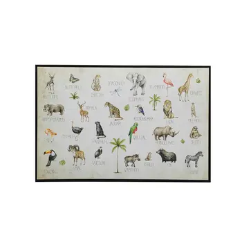 Jungle Animals Alphabet Black Floater Frame Wall Art