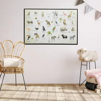 Jungle Animals Alphabet Black Floater Frame Wall Art